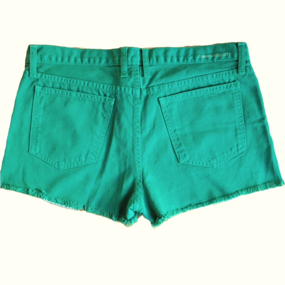 🌟 NWT CURRENT/ELLIOT Ultramarine Green Trendy Women's Boyfriend Shorts Size 29 - Picture 2 of 11
